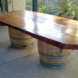 Tavolo bancone da botti di legno