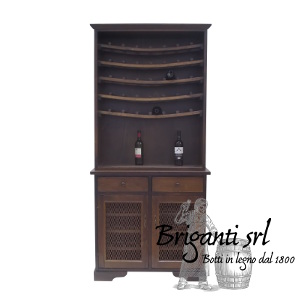 Credenza alta con mensola da botti in legno